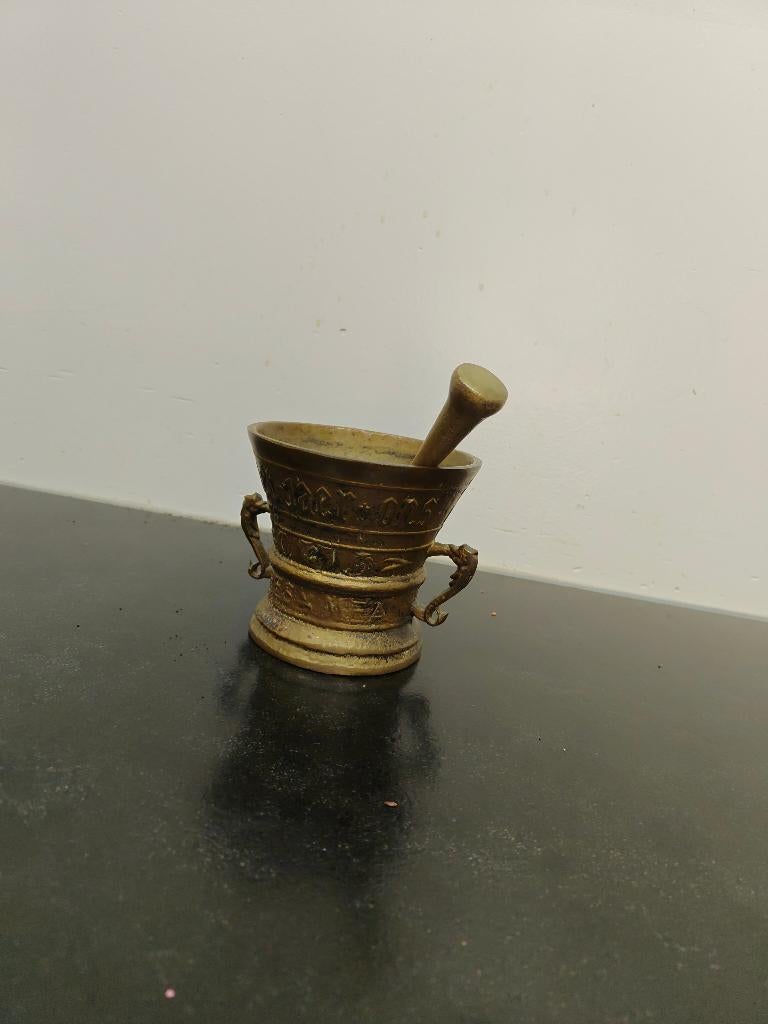 koperen vijzel met stamper, Antiek en Kunst, Ophalen of Verzenden, Koper