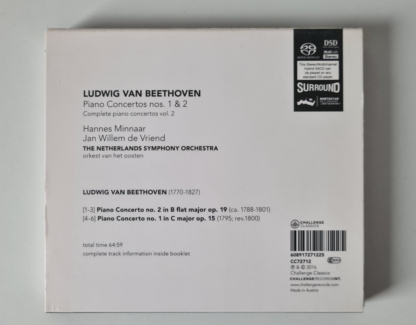 Beethoven Piono Concertos No. 1 & 2 SACD Super Audio CD, Ophalen of Verzenden, Classicisme, Zo goed als nieuw, Orkest of Ballet