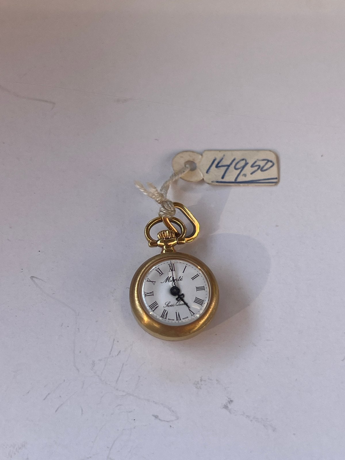 Mini zakhorloge Monte goud kleurig, Overige merken, Overige materialen, Zakhorloge, Gebruikt