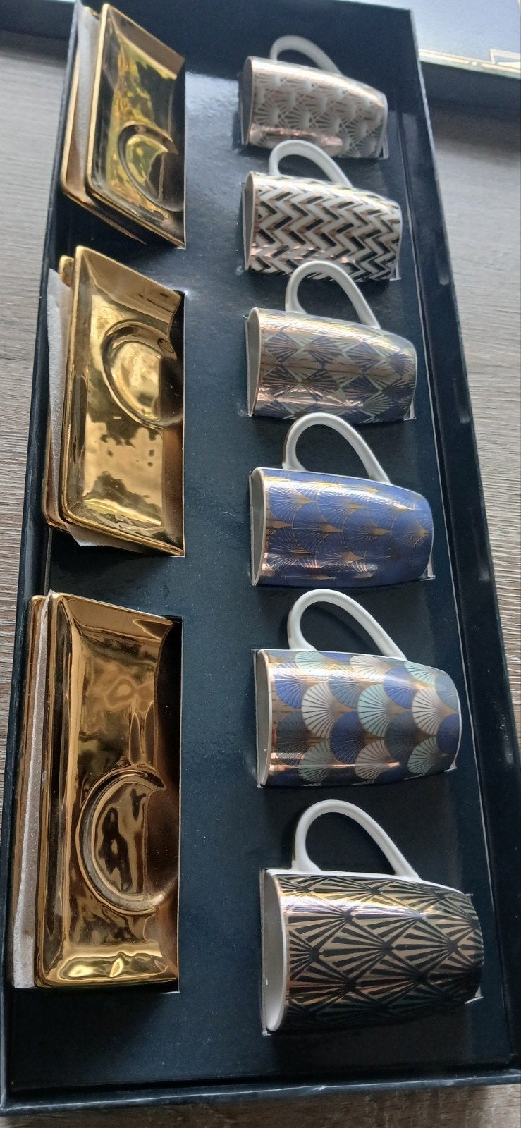 Maison du Monde Art Deco Koffiekopjes met Schotels, Huis en Inrichting, Keuken | Servies, Nieuw, Ophalen of Verzenden, Overige stijlen