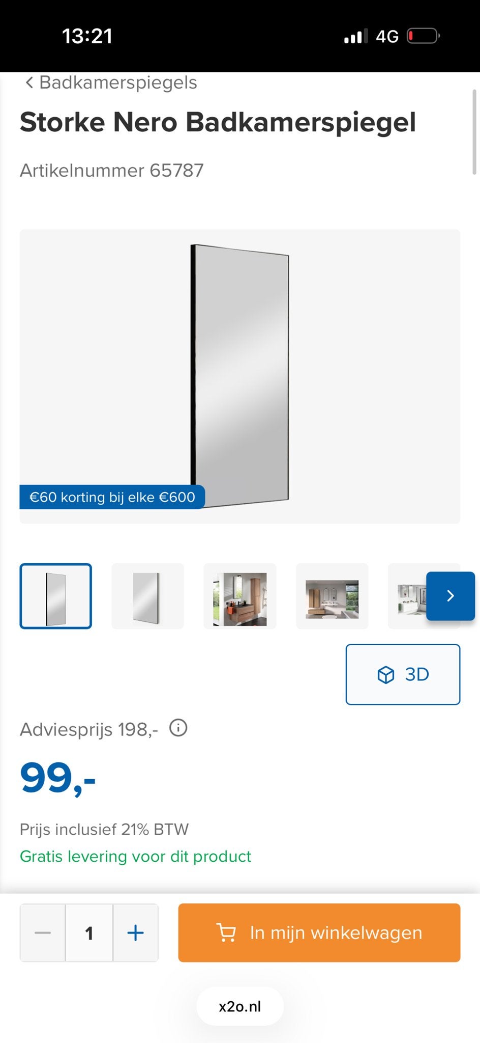 2x Storke Nero X2O Badkamerspiegels samen 80- Nieuw in doos, Minder dan 50 cm, Overige typen, Nieuw, Ophalen of Verzenden
