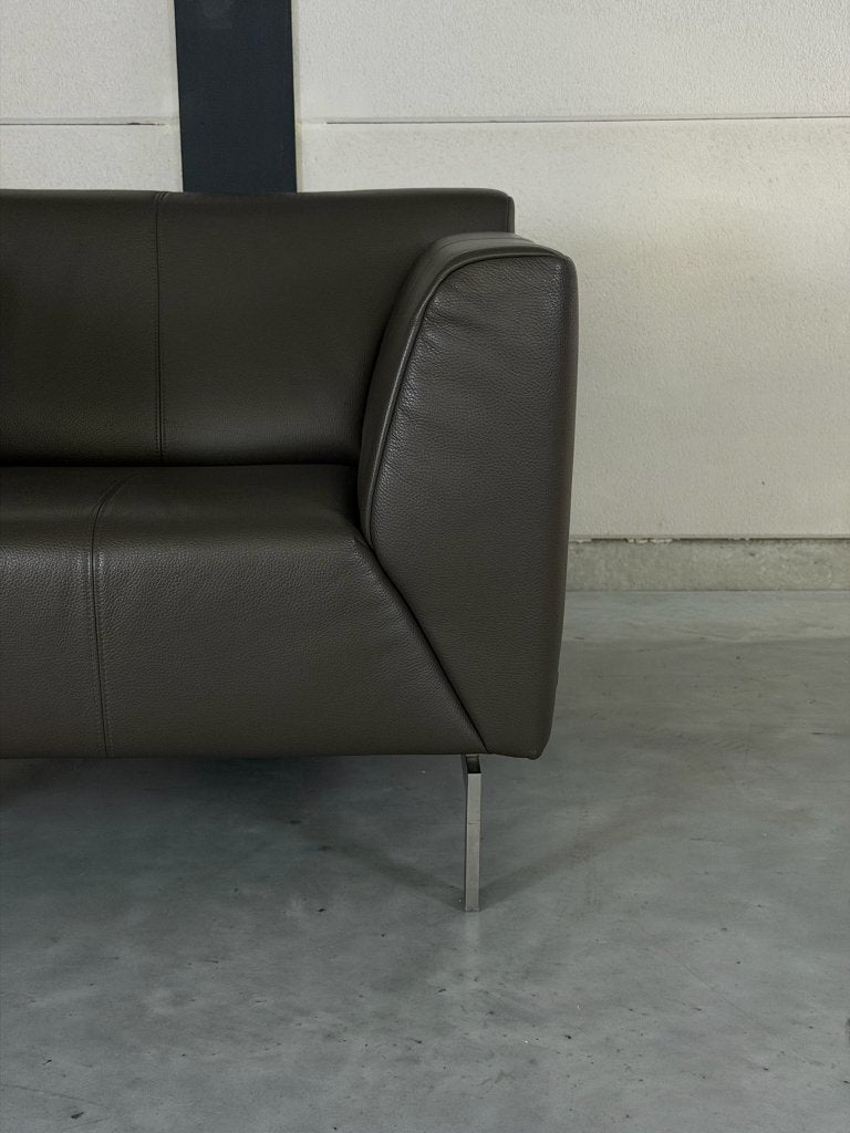 Rolf Benz Linea fauteuil - taupe bruin leer, Ophalen, Zo goed als nieuw, Leolux Montis Jori Artifort Pode, 75 tot 100 cm