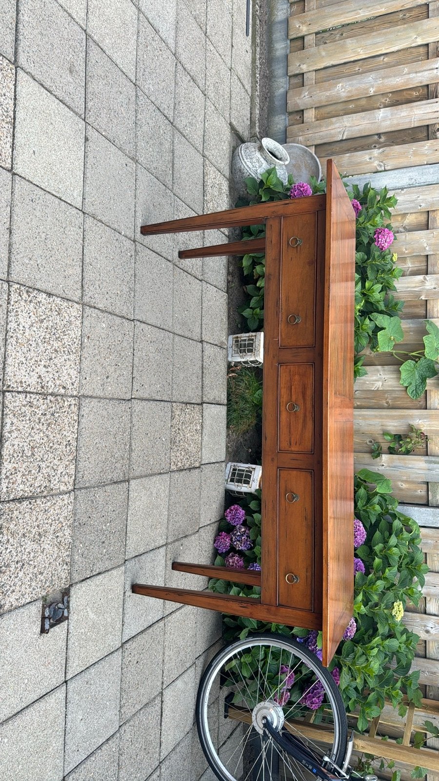 Antieke houten sidetable met 3 lades, Antiek en Kunst, Ophalen