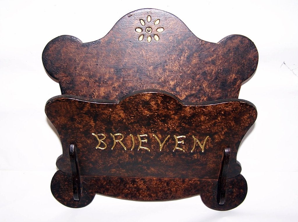 Antieke houten brievenhouder. Izgs., Antiek en Kunst, Ophalen of Verzenden