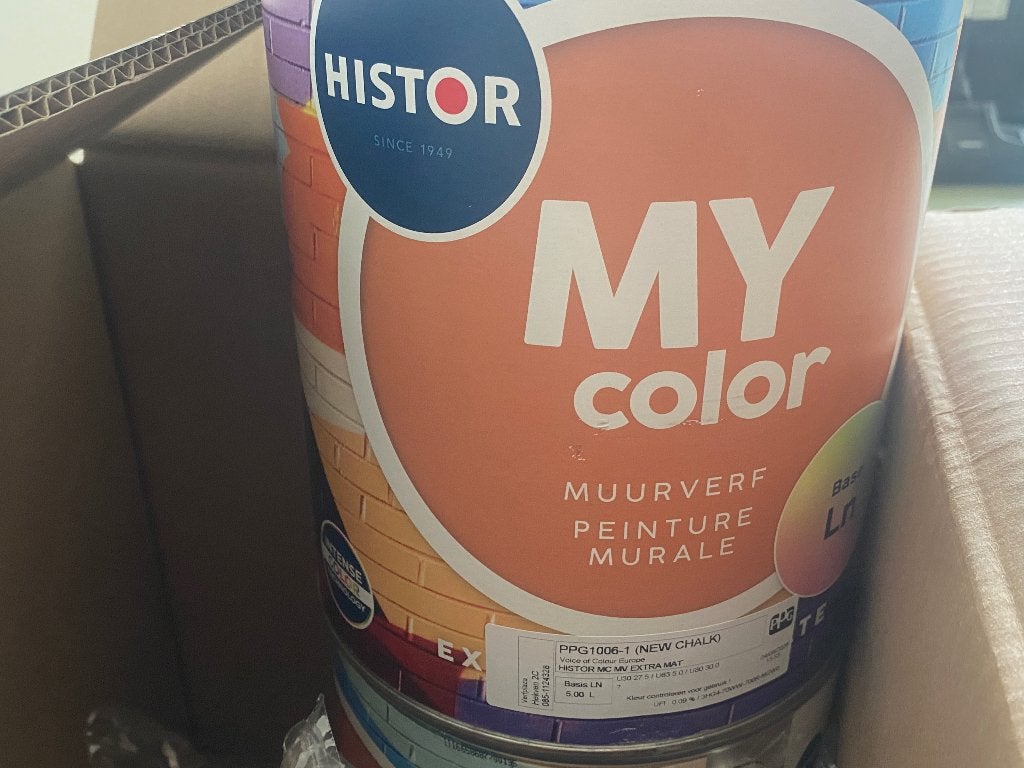 10L HISTOR muurverf kleur NEW CHALK (wit), Ophalen, 5 tot 10 liter, Wit, Nieuw