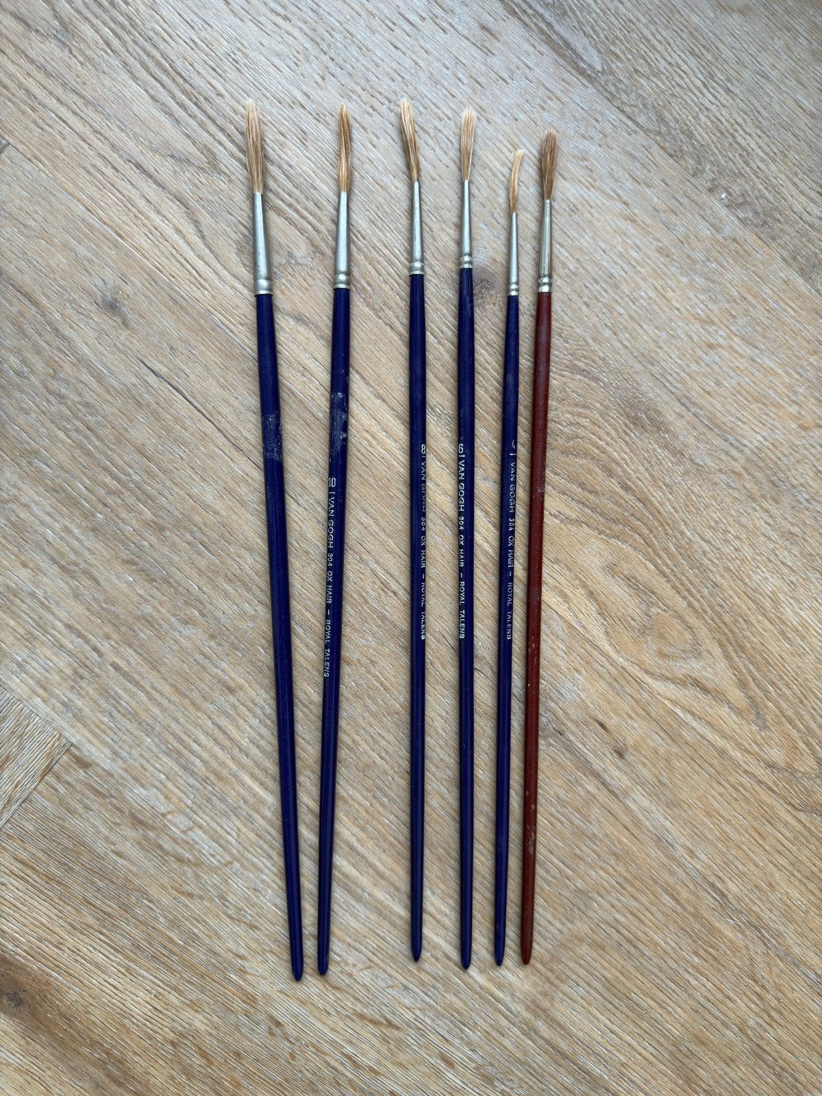 Van Gogh 304 + Vincent 745 ox hair penselen - 6 stuks, Ophalen of Verzenden, Zo goed als nieuw, Penseel of Kwast