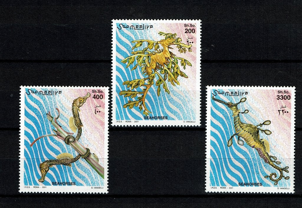 somalie 2001 pf serie zeepaarden vissen zeeleven fishes, Ophalen of Verzenden, Postfris, Dier of Natuur