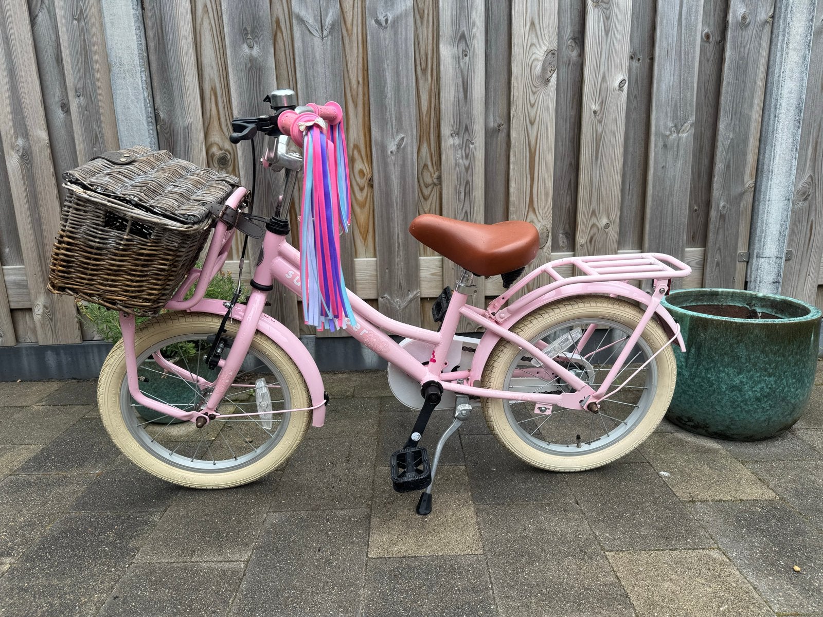 Cooper supers als nieuw 16 inch met mandje en zijwieltjes, Fietsen en Brommers, Fietsen | Kinderfietsjes, Ophalen, Terugtraprem