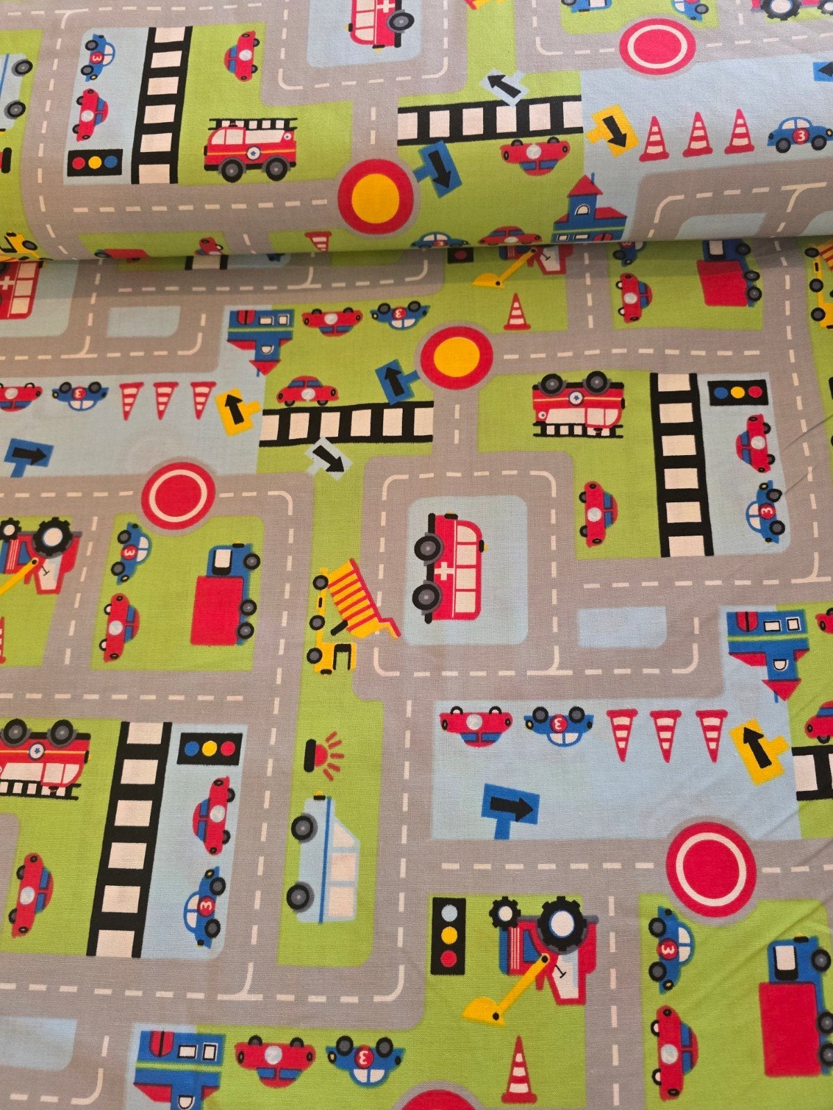 katoen autoweg, Meerkleurig, 120 cm of meer, Nieuw, Ophalen of Verzenden