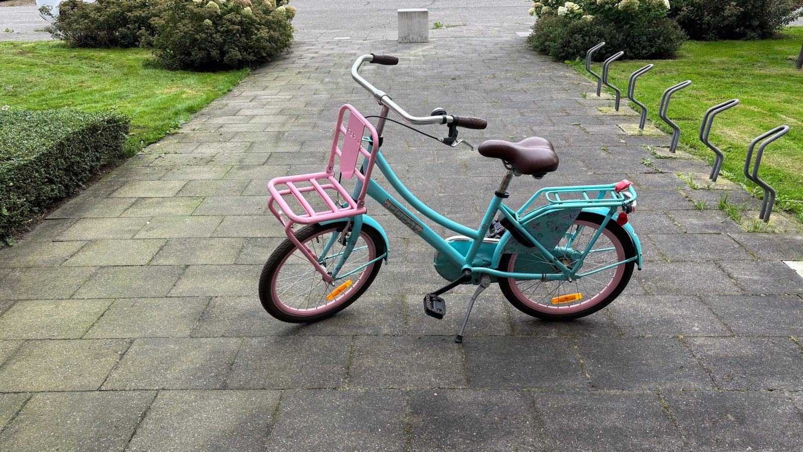 Kinderfiets meisjes 20” Popal Daily Dutch Turquoise / Roze, Ophalen, Zo goed als nieuw, 16 tot 20 inch