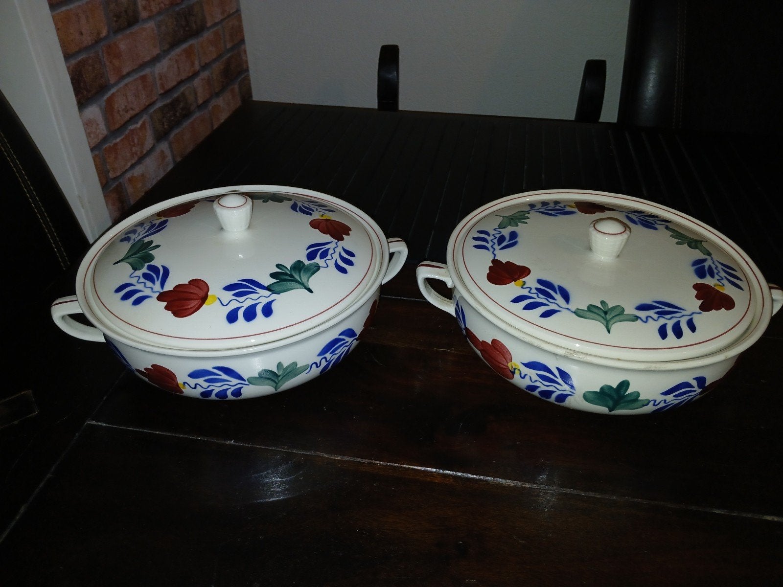 Set van 2 Boerenbont Boch dekschalen, Antiek en Kunst, Ophalen of Verzenden