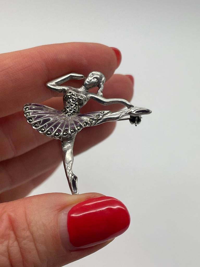 D939 Prachtige zilveren broche ballerina, Sieraden, Tassen en Uiterlijk, Broches, 4 tot 7 cm, Ophalen of Verzenden, X, Zilver