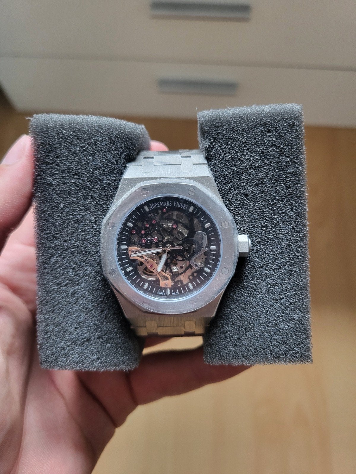 Audemars Piguet Royal Oak Skelet Horloge, Sieraden, Tassen en Uiterlijk, Overige merken, Staal, Staal, Polshorloge