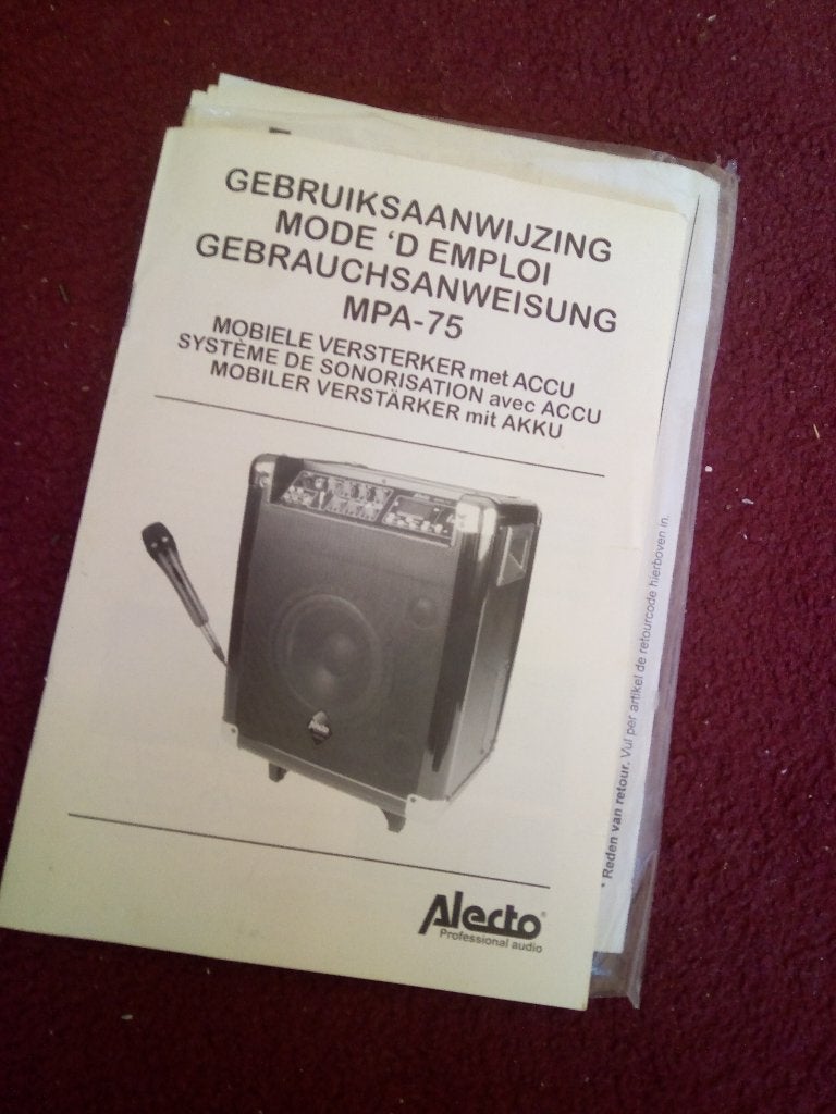 Alecto mpa-75 trolley werkt op netspanning of interne accu, Ophalen of Verzenden, Gebruikt, Minder dan 500 watt, Overige typen