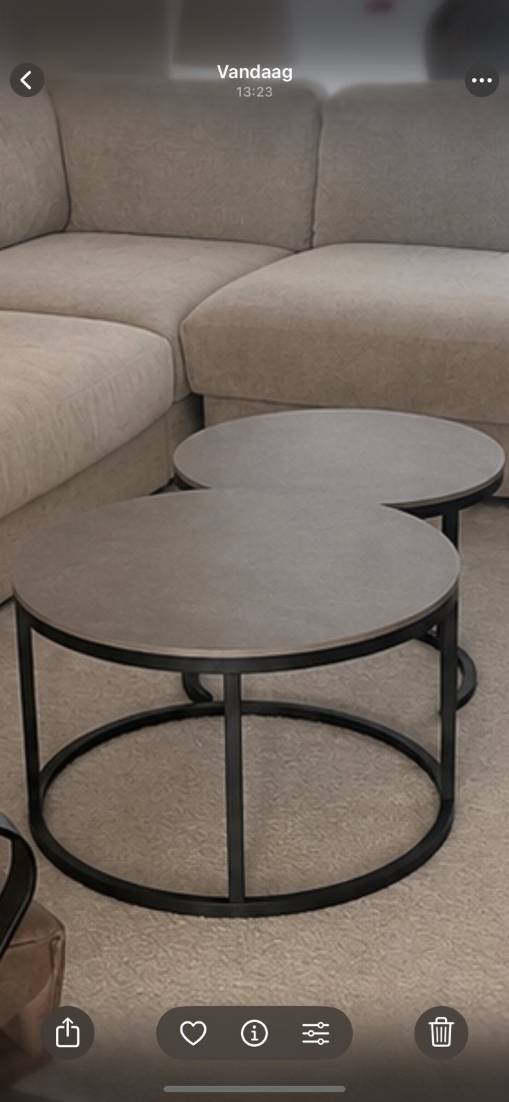 Salontafel set van 2 Trevor marmer grijs rond, Ophalen, Zo goed als nieuw