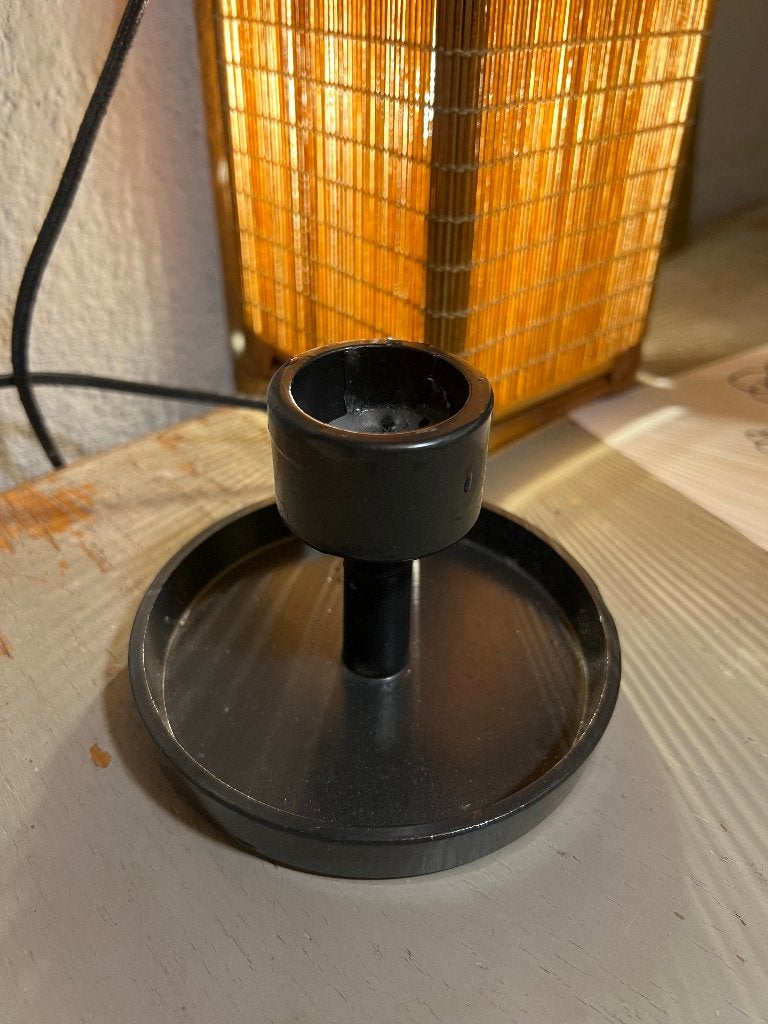Zwart stoer metalen kaarsenhouder kandelaar Scandinavisch, Gebruikt, Ophalen of Verzenden, Metaal, Kandelaar