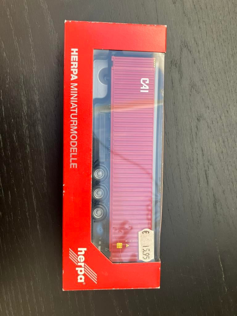 Herpa CAI oplegger met container, Ophalen of Verzenden, Nieuw, Bus of Vrachtwagen, Herpa