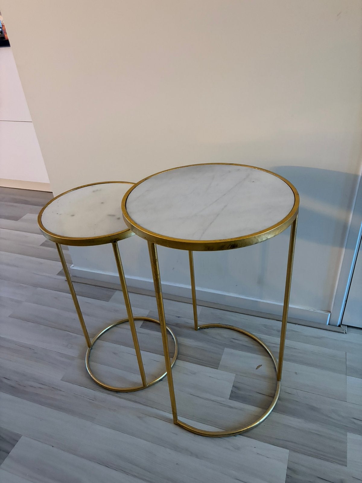 Set echt marmeren tafels Zara Home, Huis en Inrichting, Ophalen, Zo goed als nieuw, Rond, Minder dan 55 cm