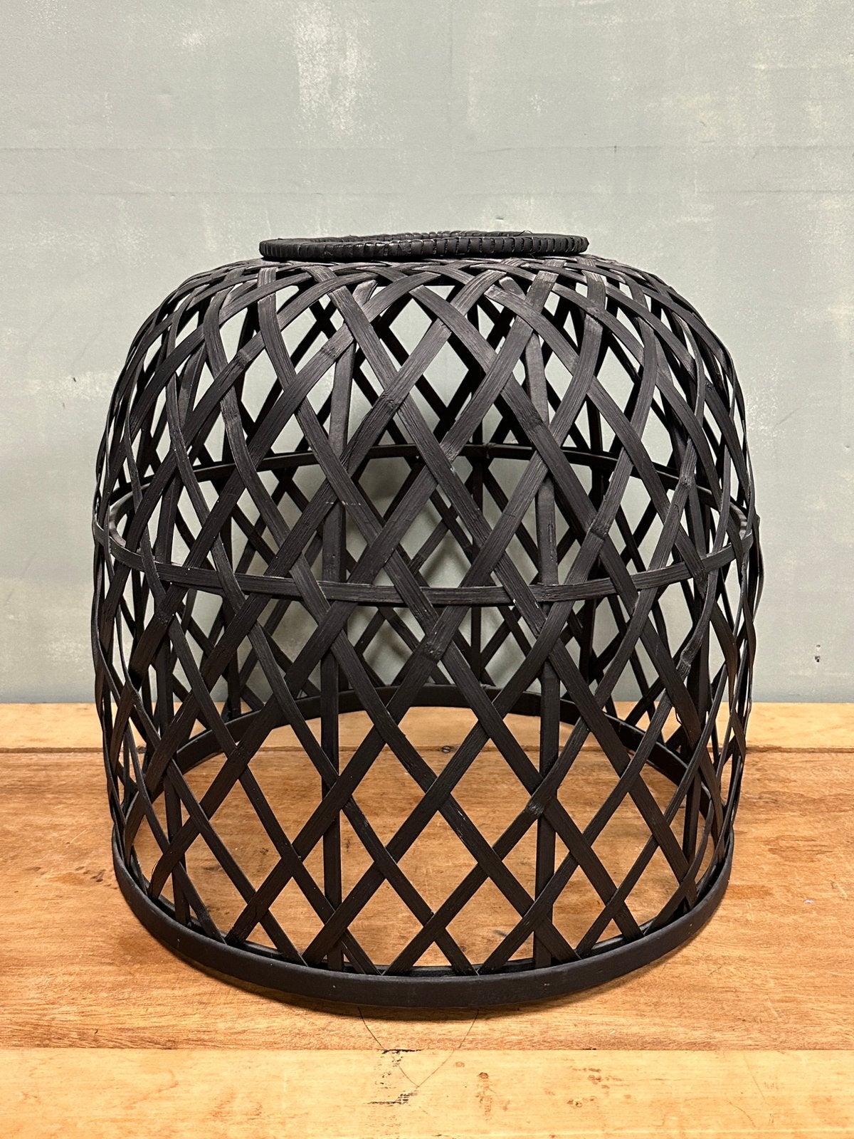 Boho zwarte bamboe hanglamp  netjes, Hanglamp, Natuurlijk materiaal, Zwart, Ophalen of Verzenden