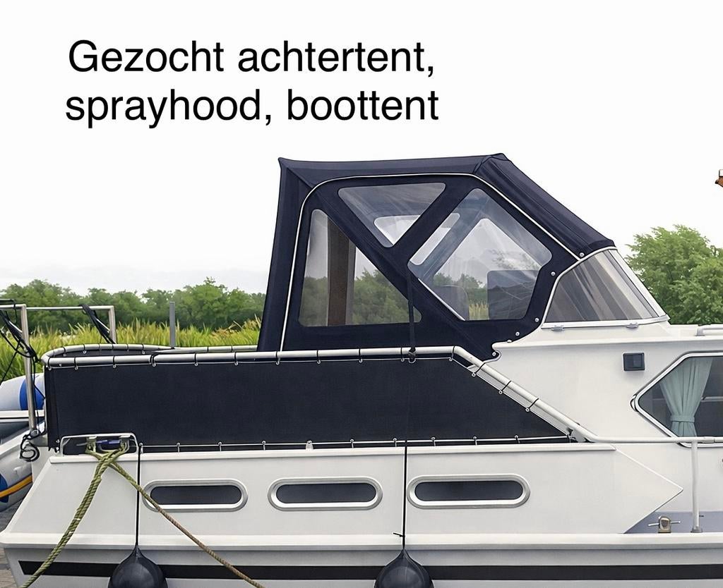 Gezocht:Kuiptent /Achtertent /Boottent motorkruiser RVSframe, Watersport en Boten, Accessoires en Onderhoud, Zo goed als nieuw