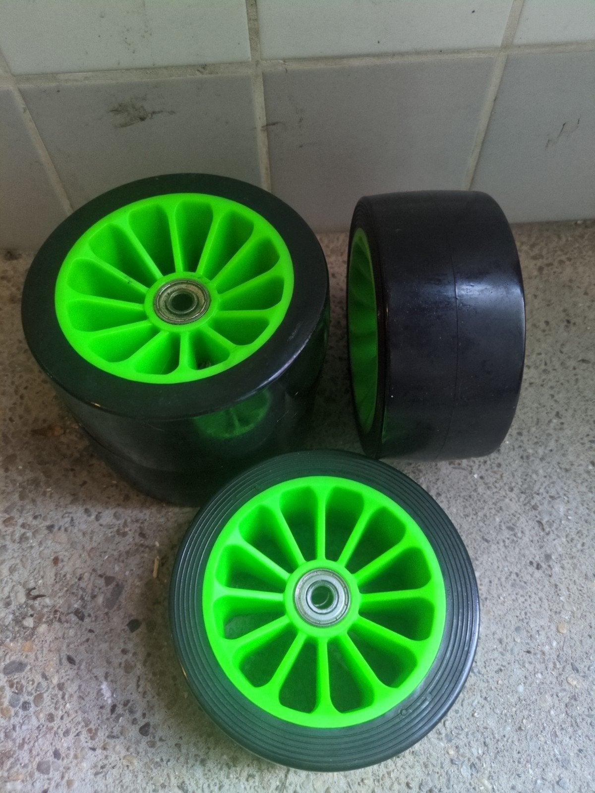 Fuzion wheels 118mm green set of 4 met lagers, Ophalen of Verzenden, Gebruikt, Gewone step, Onbekend
