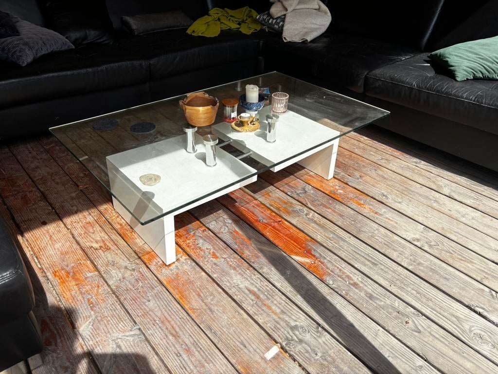 Te koop glazen salontafel, Huis en Inrichting, Ophalen, Gebruikt, 100 tot 150 cm, Mooi