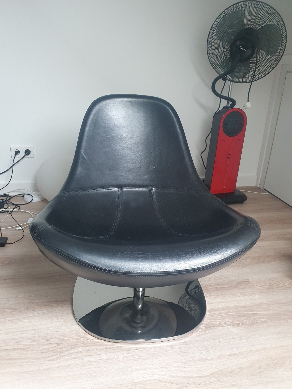 IKEA Tirup fauteuil - Zwart leer, Ophalen, Gebruikt, 75 tot 100 cm, 75 tot 100 cm