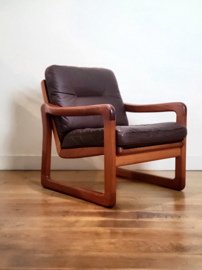 Set van 2 vintage fauteuils van EMC Furniture in teak, Ophalen, Gebruikt, 75 tot 100 cm, Nvt