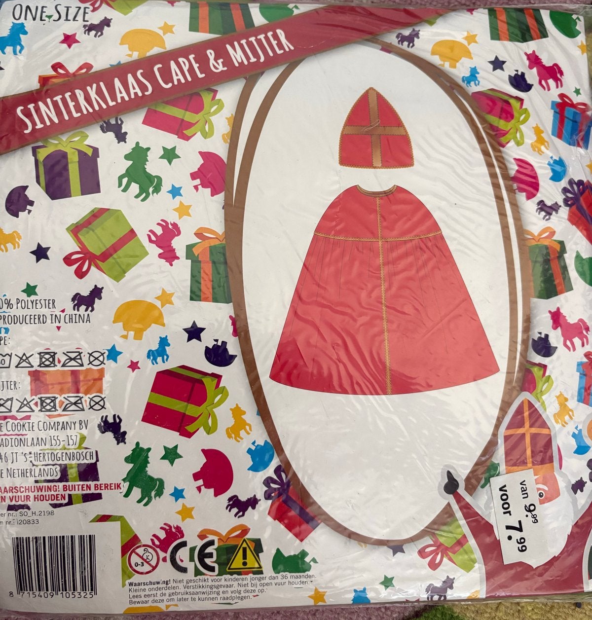 Sinterklaas mijter en cape kind one size, Ophalen, Zo goed als nieuw, 110 t/m 116, Jongen of Meisje
