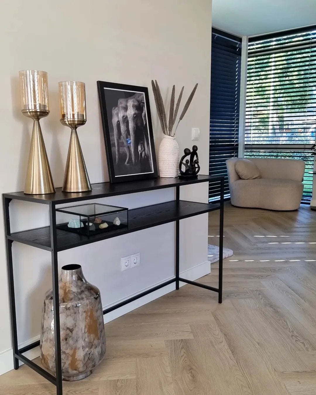 Zwarte sidetable | 79x120x35, Ophalen, 100 tot 150 cm, Nieuw, 25 tot 50 cm