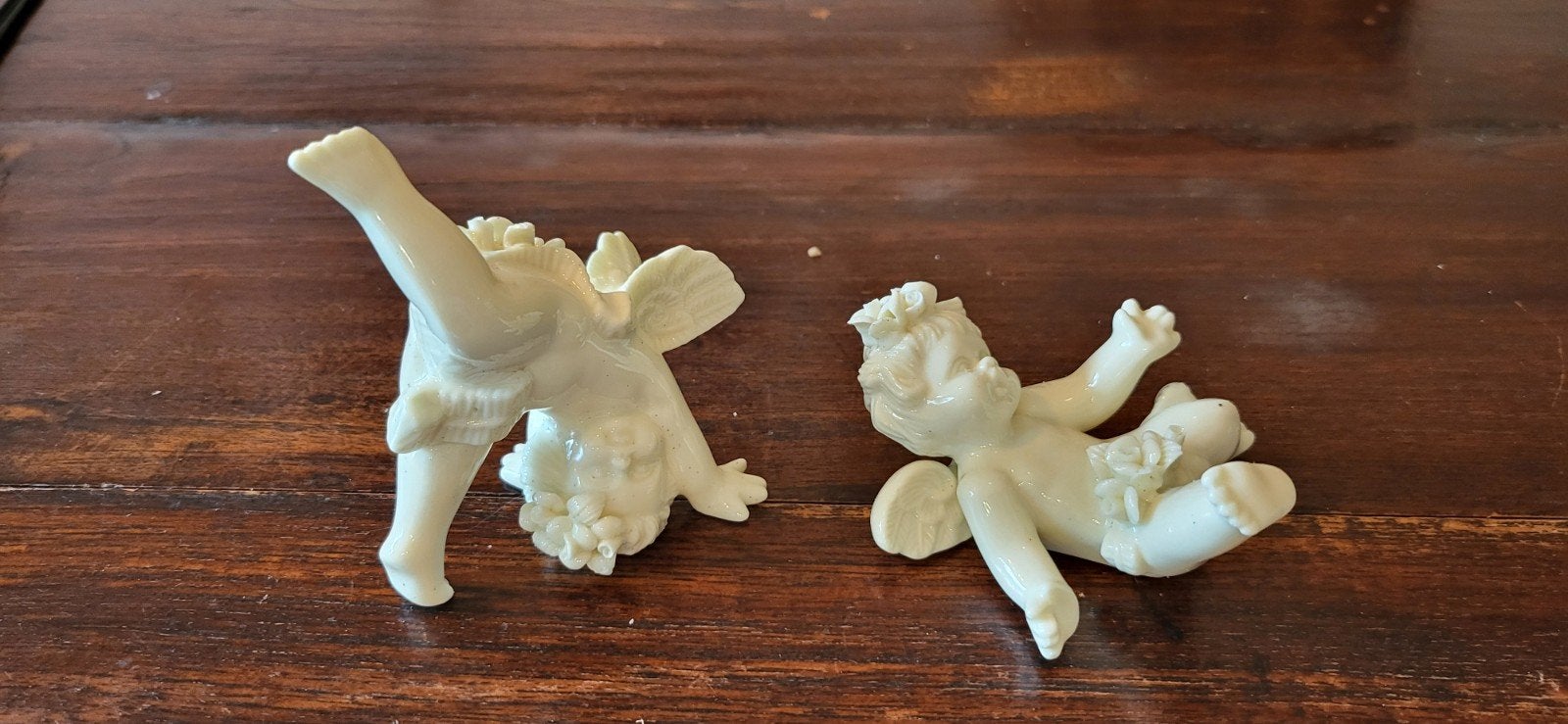 Set van 2 vintage porseleinen engeltjes / putti, Ophalen of Verzenden