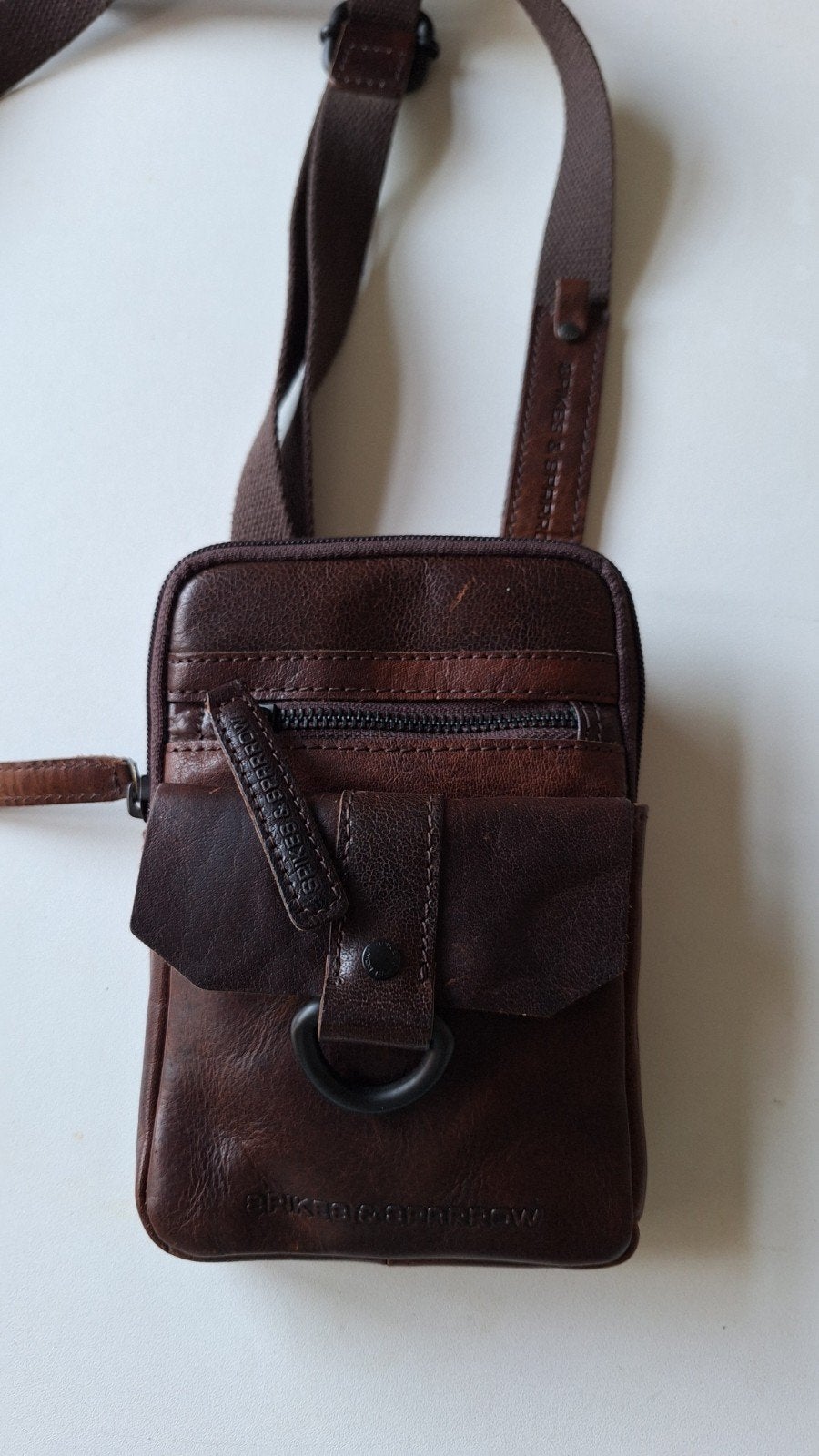 spike & Sparrow cross over  leren tas, Ophalen, Zo goed als nieuw, Bruin, Schoudertasje