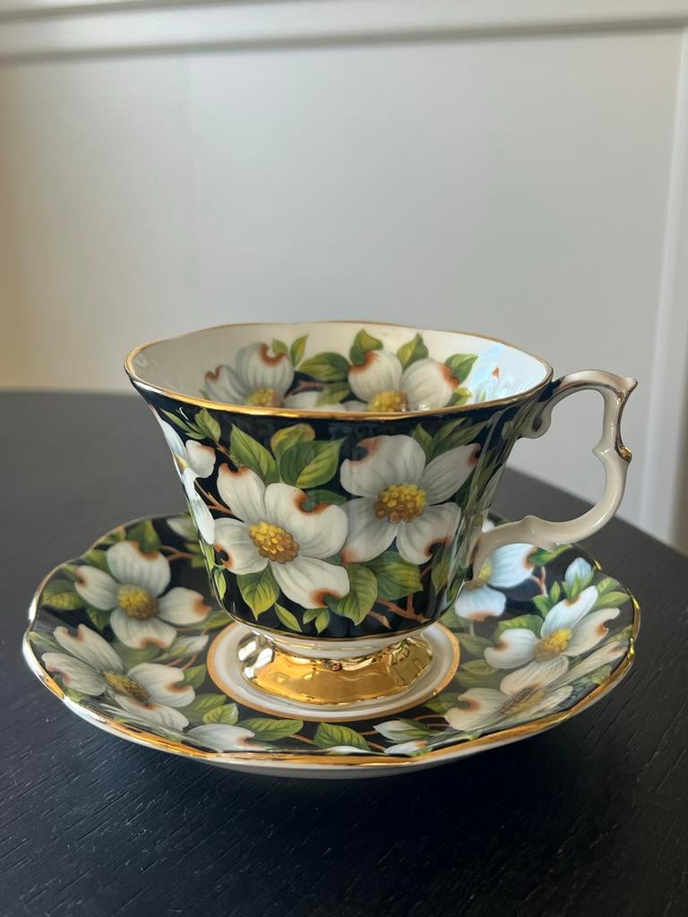 Royal Albert Dogwood Chintz kop & schotel - vintage bone chi, Ophalen of Verzenden