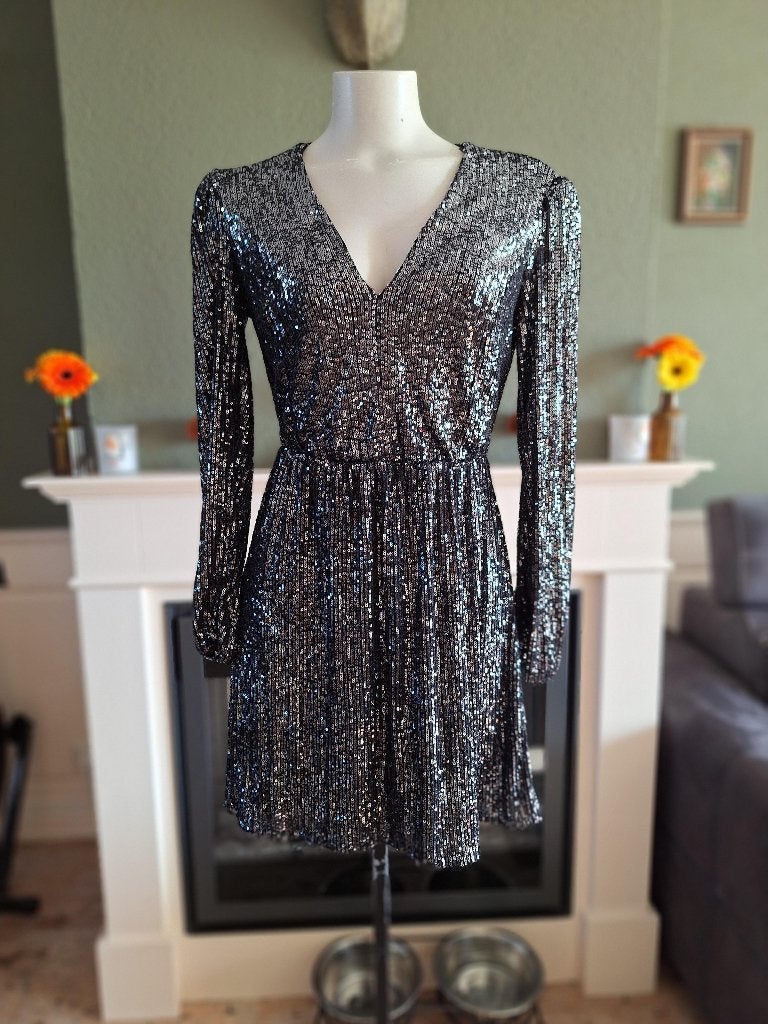 Rinascimento paillet glitter jurk S 36, Kleding | Dames, Jurken, Verzenden, Zwart, Rinascimento, Zo goed als nieuw