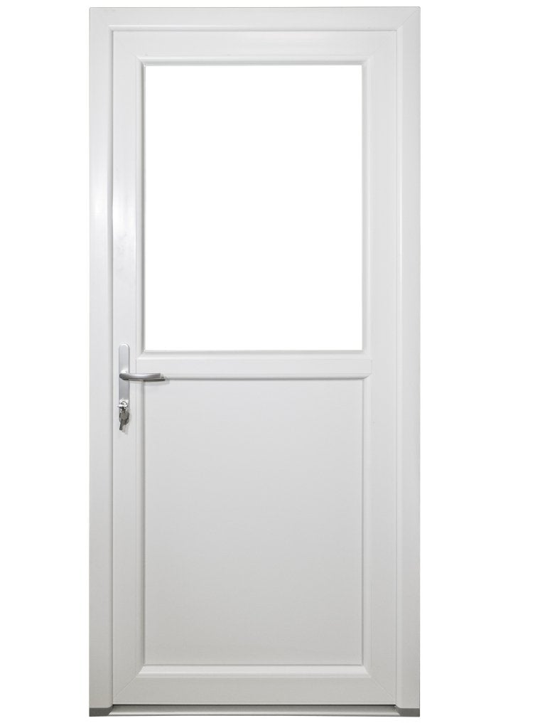 Kunststof 1/2-glas Buitendeur | 98 X 215 Cm | Mat Zwart RAL, Niet ingevuld, Kunststof, 80 tot 100 cm, 215 cm of meer