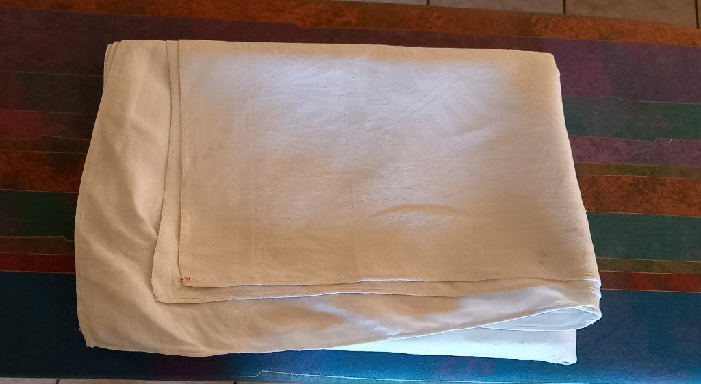 Vintage Wit Linnen Damast Tafelkleed, zwanenpatroon, Ophalen of Verzenden
