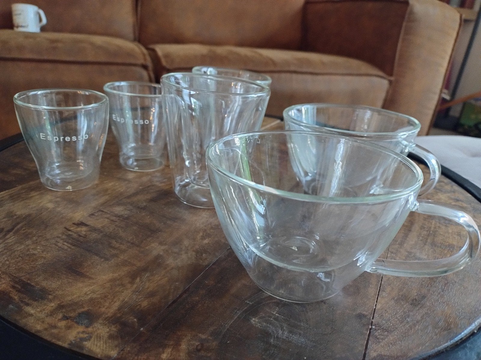 Dubbelwandig glazen koffieservies - 6 stuks, Ophalen, Glas of Glazen, Overige stijlen, Glas