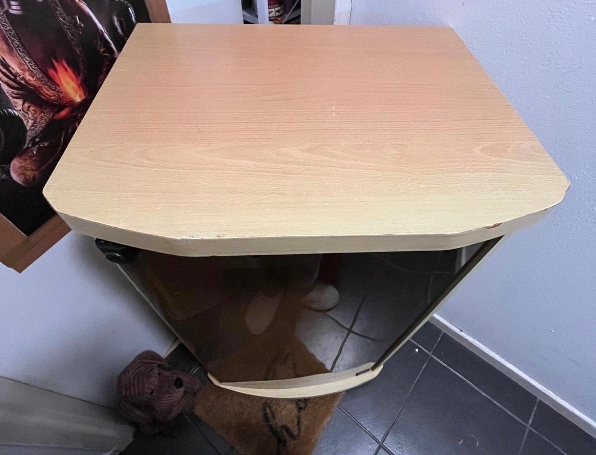 Houten rolkastje met glazen deur, Huis en Inrichting, Ophalen, Gebruikt