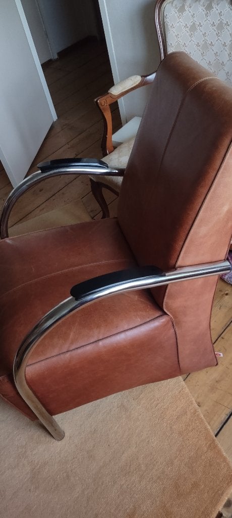 Leren fauteuil merk Jess, Huis en Inrichting, Fauteuils, Ophalen, Gebruikt, Minder dan 75 cm, Leer