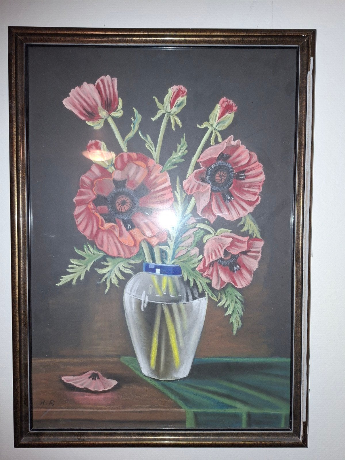 Stilleven ingelijst met glasplaat, Ophalen of Verzenden, Minder dan 50 cm, Schilderij