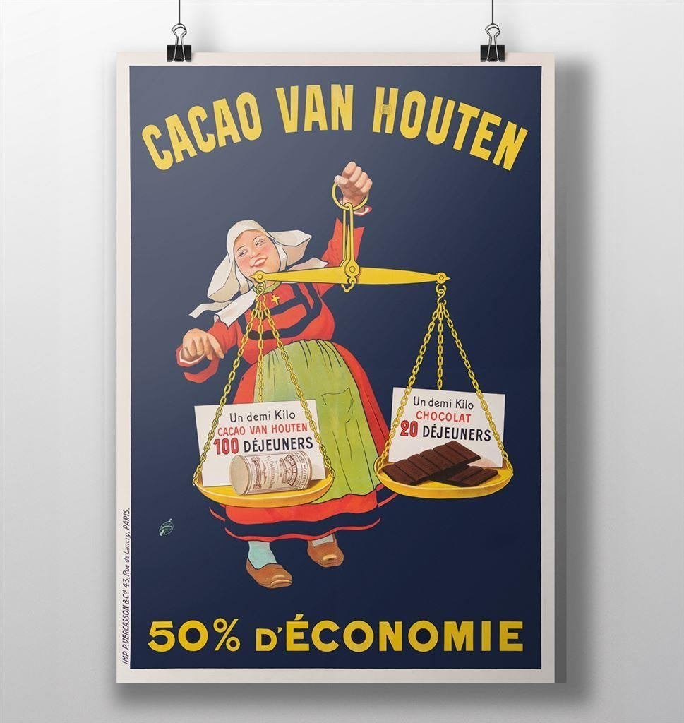 CACAO van Houten Nostalgische Franse Poster affiche, Verzenden, Nieuw, A1 t/m A3, Film en Tv