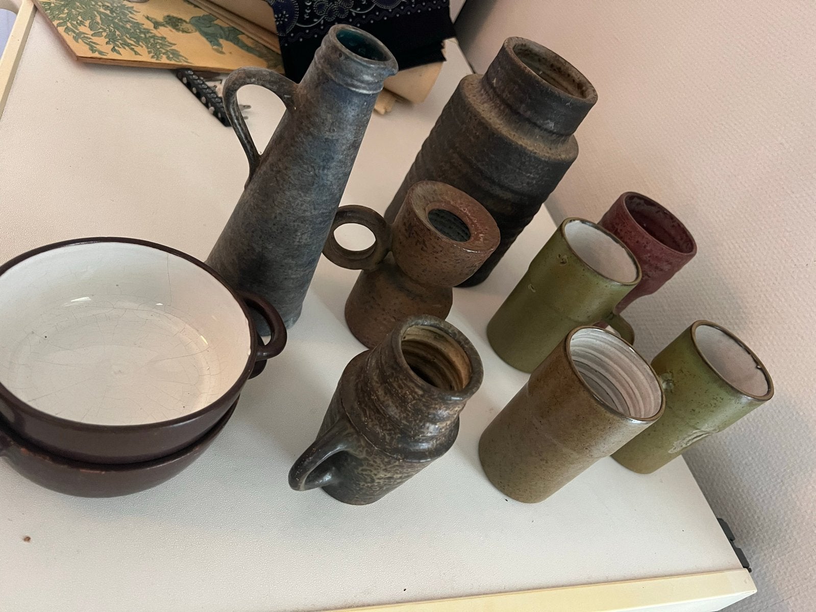 Mooie vintage keramische mokken, gesigneerd 'MOBACH', Antiek en Kunst, Ophalen of Verzenden