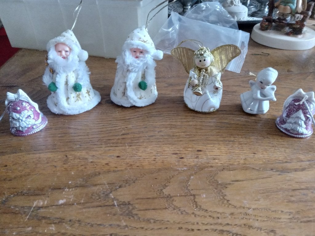 6 leuke kerstboom popjes en klokjes, Ophalen of Verzenden, Gebruikt