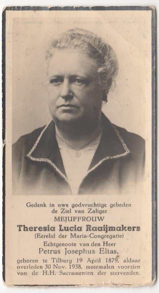 Theresia  Raaijmakers 1879 Tilburg + 1938 Tilburg, 59 jaar, Verzenden