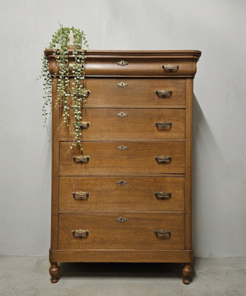 Antieke eiken Biedermeier meidenkast vintage ladekast kast, Ophalen of Verzenden