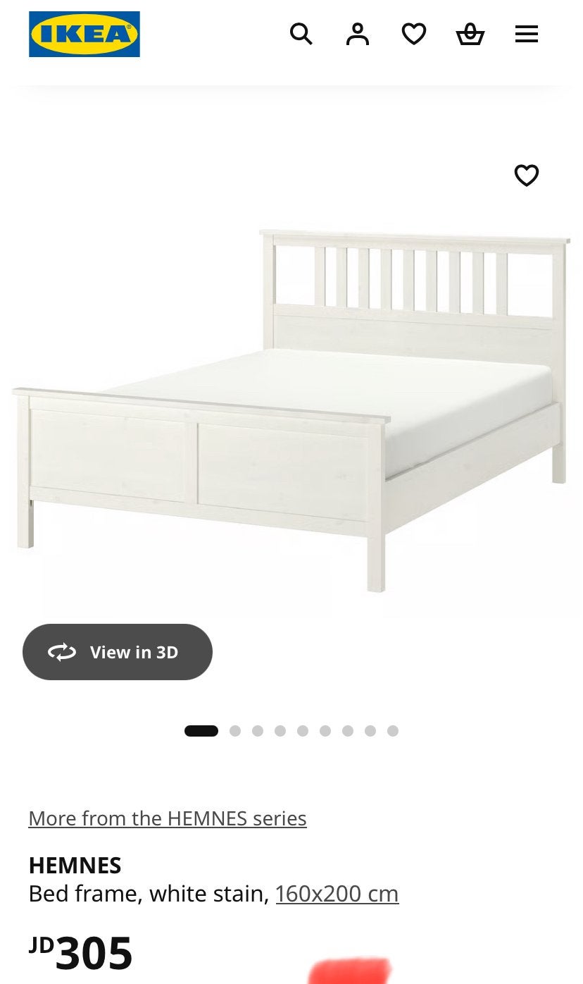 Ikea Hemnes bedframe 160x200, Ophalen, Wit, Tweepersoons, Zo goed als nieuw