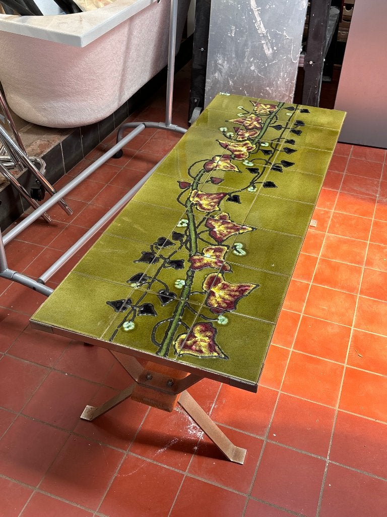 Vintage Tegeltafel Groen Botanisch Mid-Century Mode  CS27153, Ophalen