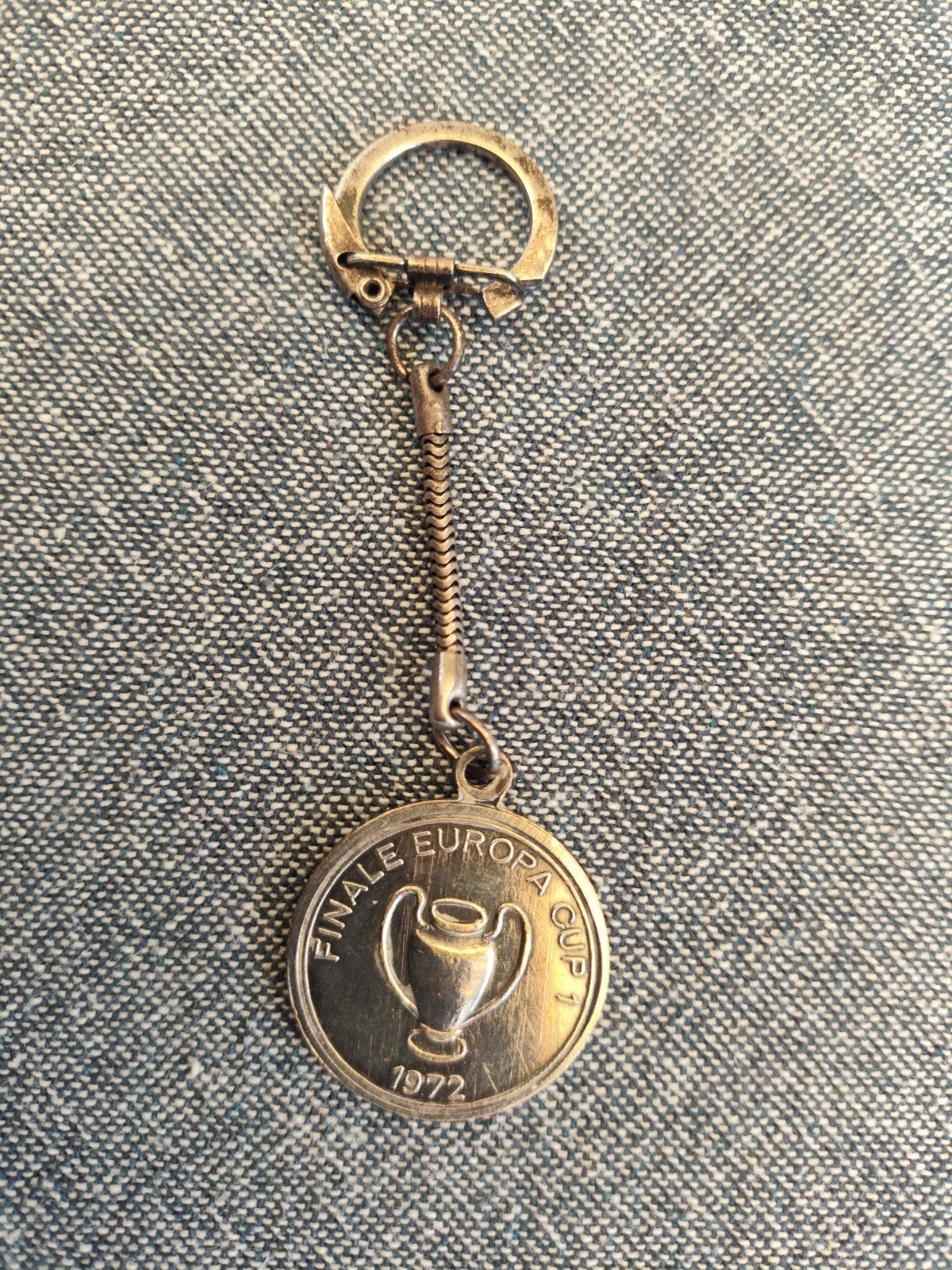 Vintage zilveren Feyenoord Europa Cup 1972 Sleutelhanger, Ophalen of Verzenden, Gebruikt, Sport