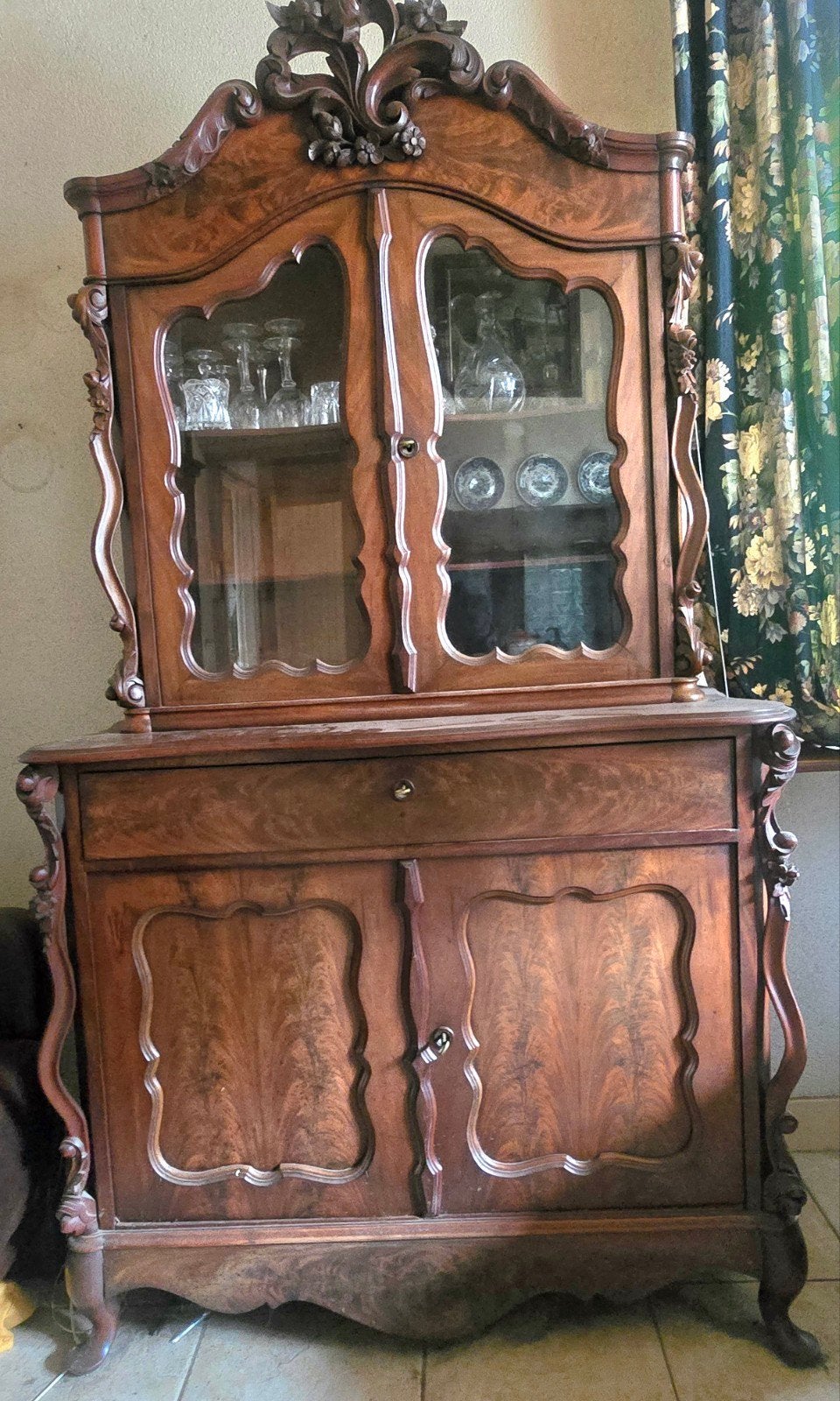 Biedermeier/Mechels /Louis Quinze/Rococo stijl Vitrinekast, Antiek en Kunst, Antiek | Meubels | Kasten, Ophalen