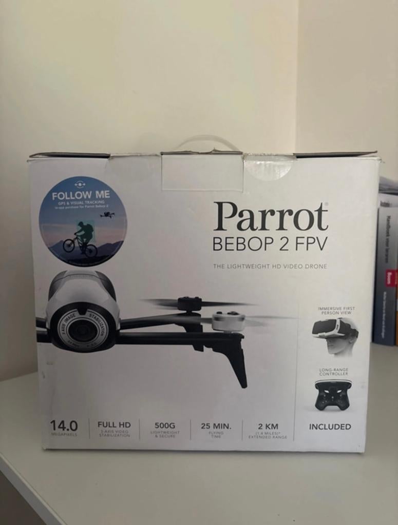 Nieuwe Parrot Bebop 2 FPV Drone met VR bril- Nooit gebruikt!, 250 tot 900 gram, Cameradrone, Nieuw, 1 tot 5 kilometer